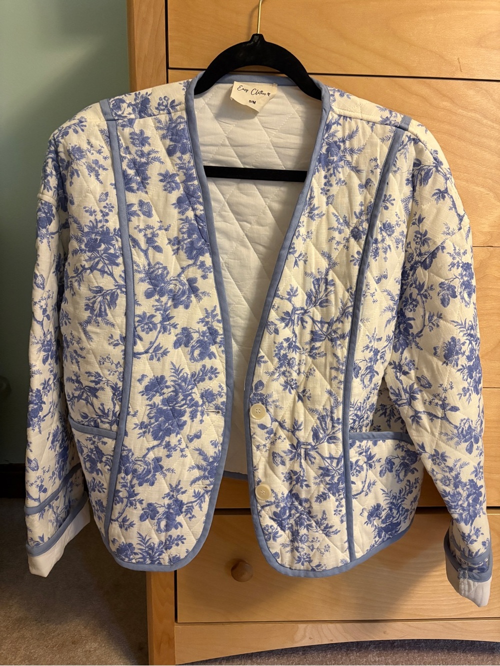 Cozy Quilted Jacket - Blue Floral